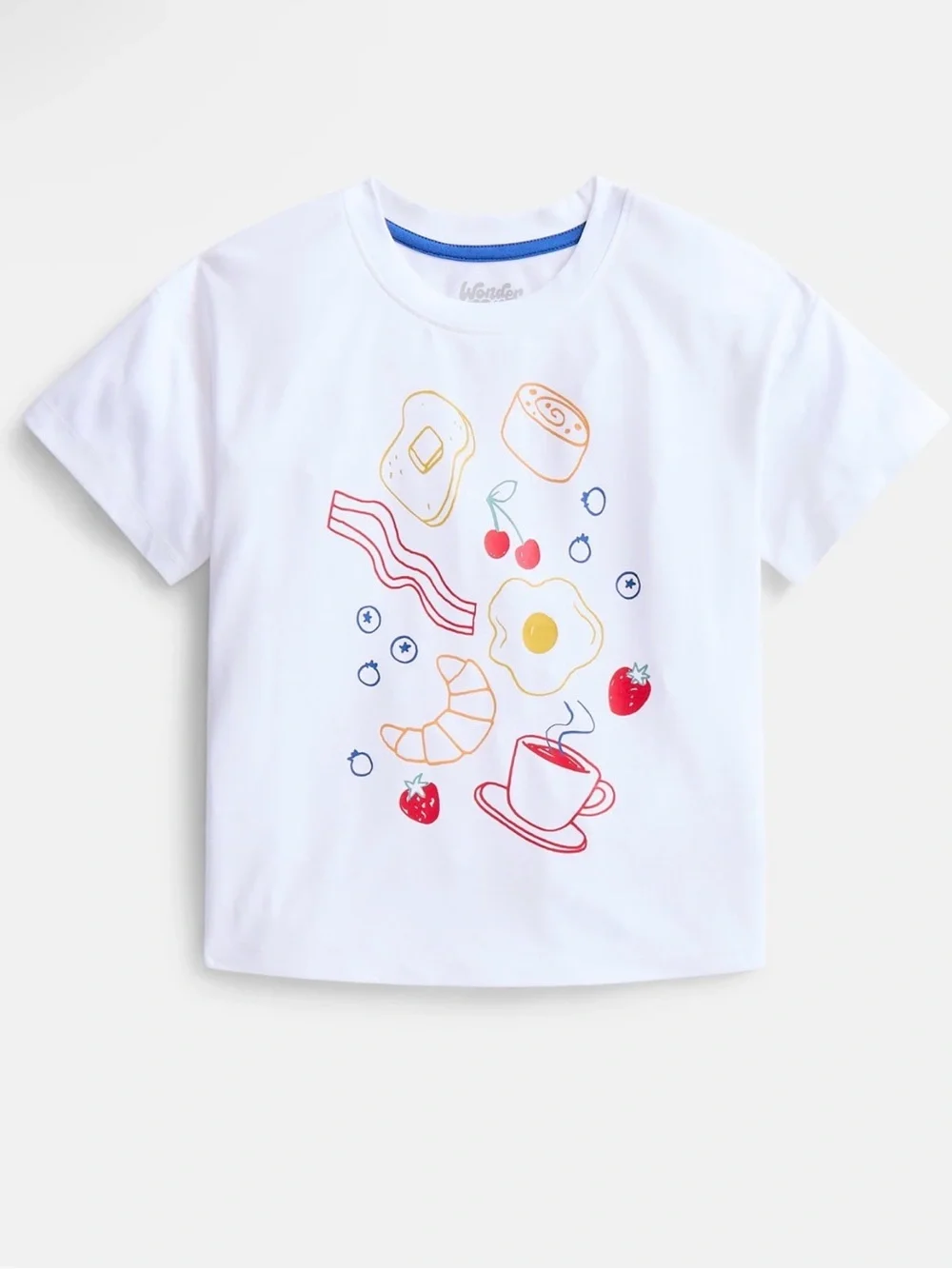 wonder nation Breakfast-Print Kids Pajama Set - White & Light Blue